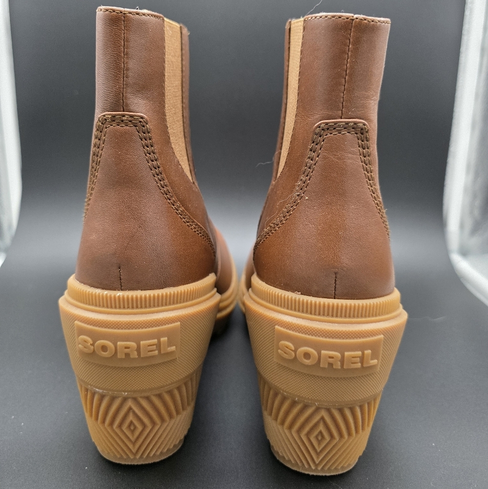 NWOT SOREL Ona Ave Zip LEATHER Wedge Bootie SZ 11 - Picture 4 of 6